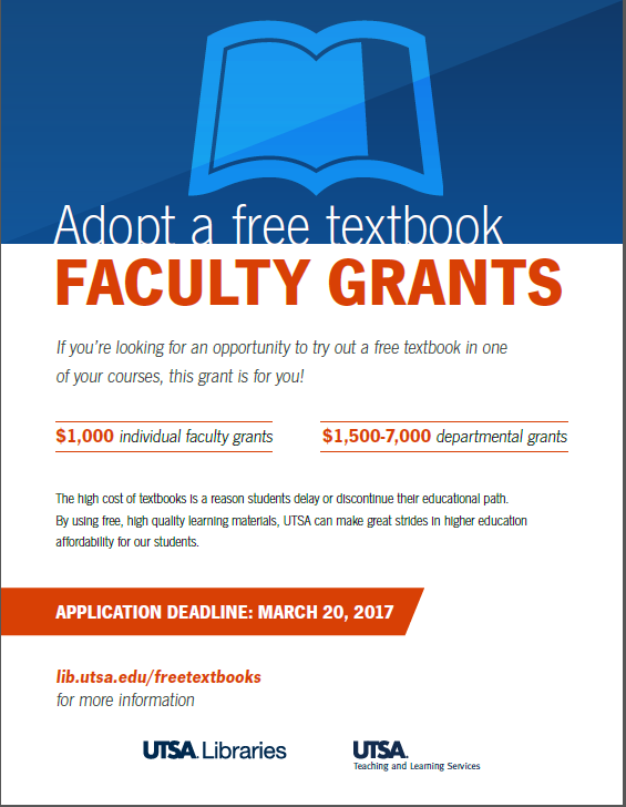 UTSA Libraries - Adopt a Free Textbook Flyer