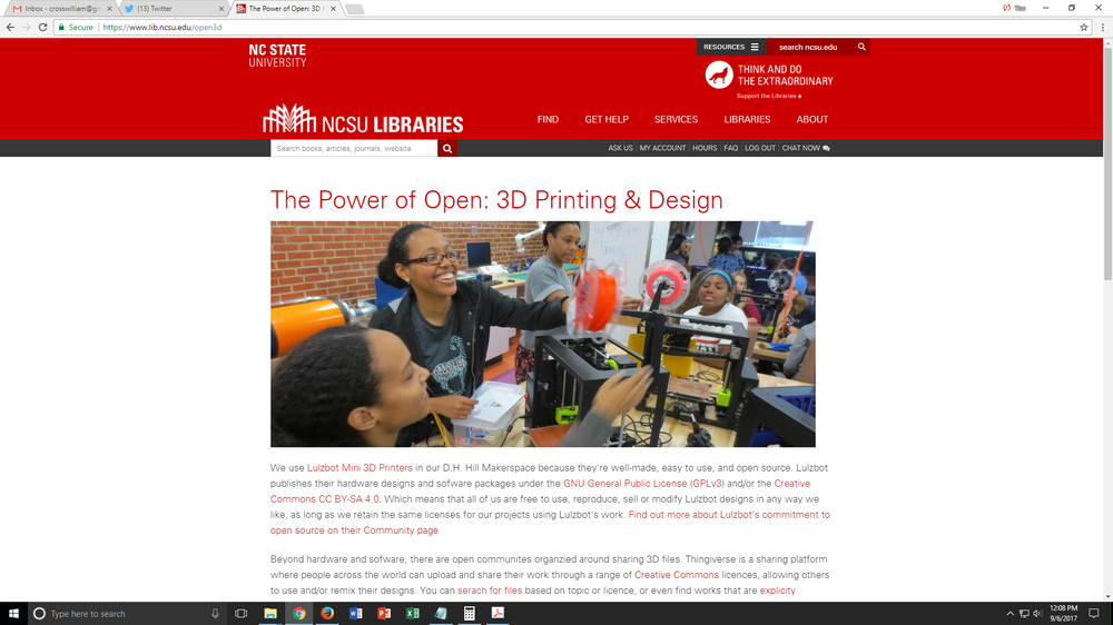 Power of Open page from the NCSU Makerlab website
